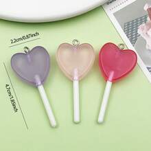 10个树脂棒棒糖吊坠，可爱糖果星星爱心棒棒糖吊坠，可爱钥匙扣吊坠，适用于DIY手链、项链、耳环等首饰制作 - 彩色 - 查看 5