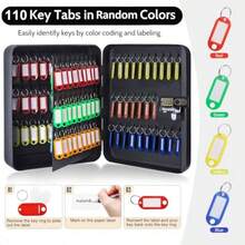 Combination Key Cabinet - Wall Mounted Key Box 108 Key Steel Security Lock Box With Combination Code Security Storage Keybox With 110 Key Tags Lockable Secure Metal  Key  Organizer - Black - View 3