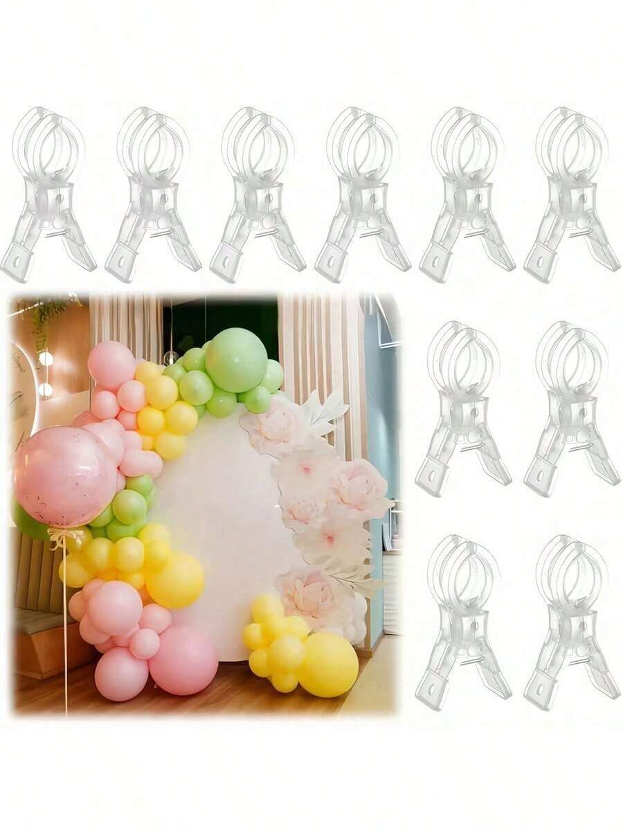 10pcs/5pcs/1pc Large Balloon Arch Clips - Heavy Duty 3.5 Inch Clear Plastic Spring Clips With Ergonomic Handles And Sturdy Bases, Suitable For Balloon Arch Kits, Birthday Decorations, Crafts, Woodworking, Photography Studios, Craft Supplies - Multicolor - View 1