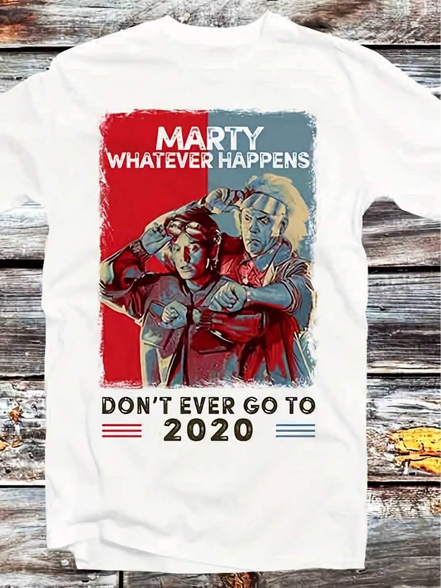 Camiseta gráfica vintage de Marty McFly de Regreso al Futuro - ;Lo que sea que pase, no vayas a 51.31 metros Camiseta de arte pop retro. Camiseta casual unisex de manga corta y cuello redondo de ajuste regular. Regalo genial lavable a máquina para hombres y mujeres. Moda unisex. Diseño nostálgico. Camisa de Corte Clásico - Negro - Ver 1