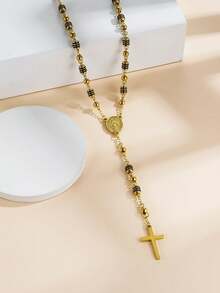 1条6毫米男士十字串珠项链，欧美奢华十字吊坠项链，适合日常佩戴 - 蝴蝶型 - 查看 4