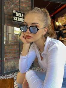 Colored Lens Glasses. New Model Sunglasses, 100% UV Protection. - Teal Blue - View 2