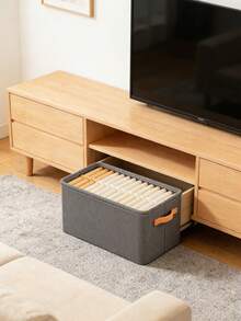 可折叠布艺收纳篮，带提手，衣物整理篮，加厚钢架储物箱，可收纳衣物、毛巾、尿布、袜子、DVD、照片等。卡其色和灰色可选，小号/中号/大号。 - 灰色 - 查看 10