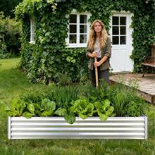 Raised Garden Bed With Clear Cover - Outdoor Galvanized Metal Planter Box Kit, 2 Large Screen Windows, Mini Greenhouse For Vegetables And Plants - Silver(1 Pack)6x3x1 Ft - View 3