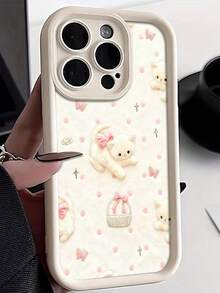 卡通猫花图案手绘纹理加厚防摔保护手机壳，兼容 17/17 Pro/17 Pro Max、15、14、XR/7/8、15 Pro Max、13、14、11、P12、XS - 無色 - 查看 6