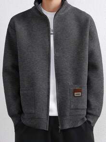 Men Cardigans - Dark Gray - View 2