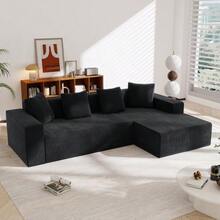Fully Compressed And Frameless Sofa, Cloud Sofa Combining Several Elements, Modern Modular Sofa With Deep Seats, Upholstered Sofa For Living Room And Bedroom - Black - View 8