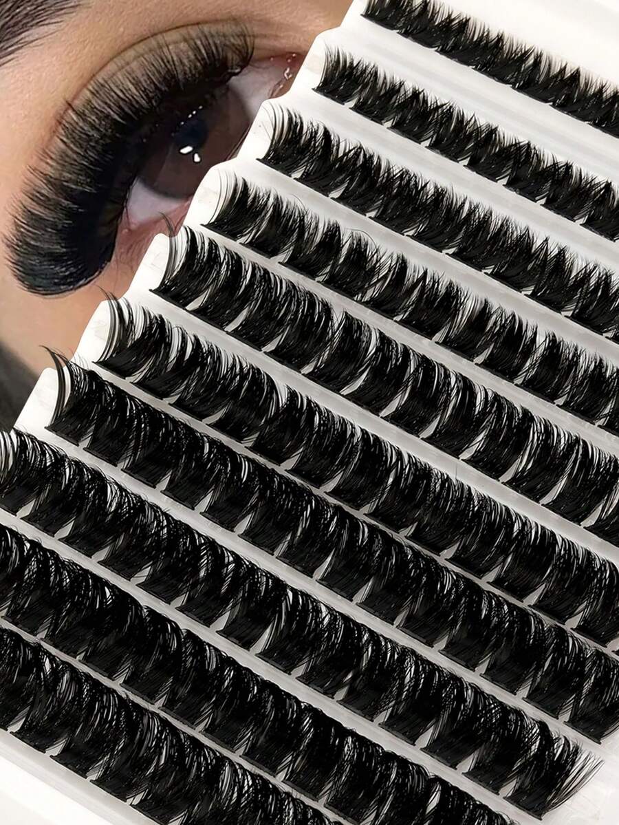 156 Clusters 3D Fluffy Voluminous Lightweight Lash Extensions, Multi-Styling Effects, DIY Lash Extensions, Soft & Reusable, Easy To Apply, Suitable For Daily, Party, Date Occasions - D - View 1