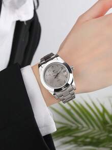 RICECGO 1 chiếc đồng hồ thạch anh cổ điển dành cho nữ, thích hợp để đeo hàng ngày, họp hành và làm quà tặng. - Bạc - Xem 5