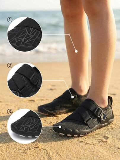 TATORHT 1 par de zapatos de agua para niños de secado rápido y moda, con estampado aleatorio, de malla transpirable y de corte bajo con cierre de gancho y bucle. Zapatos de playa descalzos para niños con suelas de goma para actividades al aire libre, fitness en interiores, yoga, correr y saltar a la cuerda.