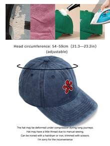 1顶女士棒球帽，恶魔花刺绣，透气，女士配饰，节日庆典礼物，防晒帽 - 花 - 查看 4