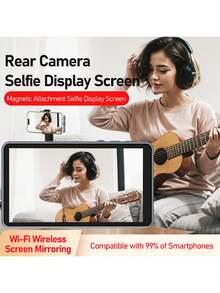 1 pieza Pantalla de visualización de selfie 4K de 4.02": Monitor de selfie y vlog para smartphone, monitor en vivo de la cámara trasera - Baja latencia, 30 fps, monitor de cámara trasera de teléfono, carga USB, obturador remoto inalámbrico, adecuado para selfie, vlogging, transmisión en vivo, compatible con iOS/Android - Multicolor - Ver 7