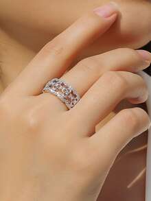 Anillo de Moissanita de plata de ley 925, adecuado para banquetes, fiestas, ocasiones oficiales, festivales, Día de San Valentín, compromiso, boda, aniversario, regalo de cumpleaños, con certificado - Plateado - Ver 4