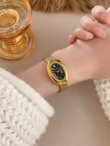 1pc Square Bamboo Knot Quartz Watch In Gold/Silver Color, Suitable For Daily Wear And Perfect Gift For Birthday, Christmas - Gold - View 3