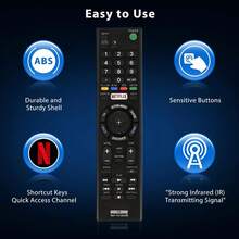 适用于索尼 Bravia 智能液晶 LED 高清电视的通用电视遥控器 RMT-TX100U - 黑色 - 查看 5