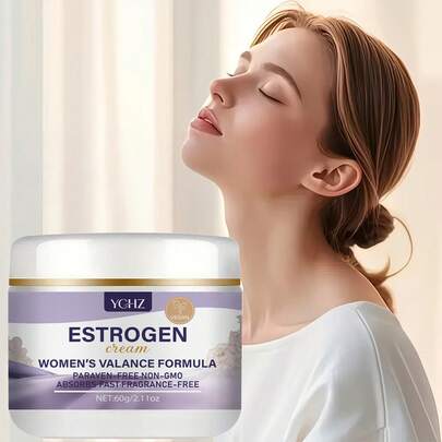 纯素植物雌激素霜 - 平衡荷尔蒙配方，不含防腐剂，非转基因，快速吸收，无香精，适合所有肤质