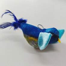 猫咪逗猫棒，带吱吱叫声的鹦鹉造型羽毛逗猫棒，互动式自玩玩具 - 彩色 - 查看 12