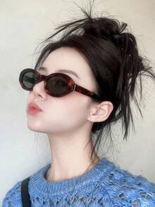 Yves Saint Laurent 1 副时尚女士眼镜，字母和铰链交织，经典系列复古椭圆形女士风格，适合情侣、旅行、秋季穿着、校园风格、自驾、拍照和派对。一份很棒的礼物 - 棕色 - 查看 2