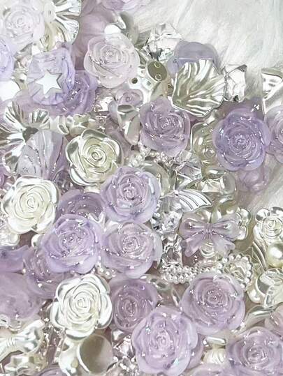 Resin Mixed Rose Butterfly Love Moon Shape, DIY Cream Gel Phone Case Material Package Accessories Resin Accessories Wholesale, This Product Can Be Used For Various DIY Handmade Scenes Such As Phone Cases, Hair Clips, Photo Frames, Etc. It Is Used For DIY Handmade Design Decoration Accessories Such As Headwear, Clothing, Evening Dresses, Shoes And Hats, Weddings, Christmas, Handicrafts, Etc.