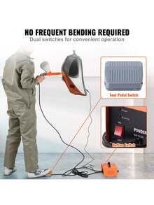 Powder Coating System  50KV Electrostatic Output Powder Coating Kit With Foot Switch  Spray Gun  Nozzles And Powder Cups  Powder Coating Equipment For Home DIY And Commercial Production - Orange - View 4