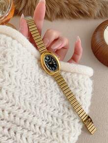 1pc Square Bamboo Knot Quartz Watch In Gold/Silver Color, Suitable For Daily Wear And Perfect Gift For Birthday, Christmas - Gold - View 2
