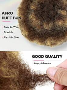 Afro Bun Hair Puff Fluffy Kinky Curly Ponytail Extensions Hairpieces Brown Mix Blonde Synthetic Updo Afro Donut Chignon Hairpieces Extensions For Women And Girls 8 Inch/10inch/12inch Afro Puff Hair Bun - Blonde Highlight - View 5