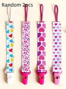 1pc/2pcs/3pcs/4pcs Double-Sided Floral Pacifier Chain, Baby Teether Toy Hanging Strap, Anti-Lost Clip, Random Floral Pattern - Multicolor - View 7