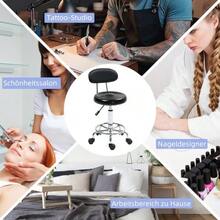 Height-Adjustable Swivel Stool, Lounge Stool With Backrest, Casters, Office Stool With Adjustable Footrest, Faux Leather, 32 X 40 X 70-86 Cm, Black - A - View 7