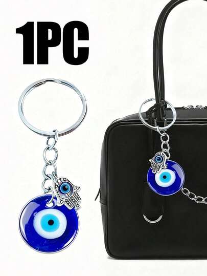 蓝色邪眼法蒂玛钥匙扣护身符，恶魔之眼，蓝色玻璃眼幸运合金两件套组合钥匙扣，戒指包挂饰车钥匙，朋友纪念品礼物，可挂在背包、车钥匙、门钥匙、手机配件上，是送给朋友、爱人和聚会的理想礼物，汽车钥匙链，爱人礼物。耐用合金材质，不易磨损。幸运礼物，祝福礼物。