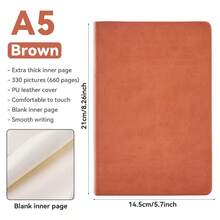 1pc Super Thick Blank Notebook, 660 Pages, Large Sketchbook, Handmade Leather Cover, Blank Inner Pages, Stationery (A4/A5/A6) Back To School - Black - View 18