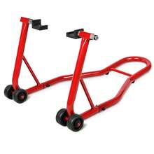 COSTWAY Portable Steel Motorcycle Stand Sport Bike Rear Wheel Lift, Red - Red - View 4
