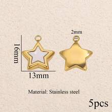 5pcs Stainless Steel Fashionable And Charming Star-Shaped Fan-Shaped Water Droplet Pendant, Keychain Pendant, DIY Necklace, Bracelet, Earrings Jewelry Making Supplies - Pendants - View 11
