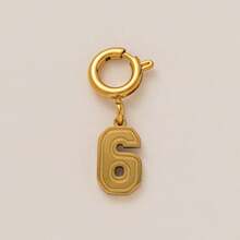 1pc Fashionable Lucky Number Stainless Steel Gold Plated Pendant, 18K Gold Electroplated, Waterproof And Fade-Resistant, DIY Jewelry Accessory, Necklace, Bracelet, Earring, Keychain, Bag, Women's Jewelry, Wallet, Small Pendant, Gift - Gold - View 11