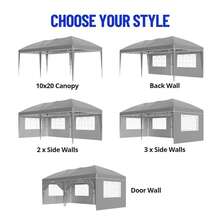 Toldo desplegable de Pulgadas con  Paredes Laterales, Tienda de campaña instantánea portátil al Aire última intervensión, Tienda de campaña Plegable Impermeable, Carpa versátil para Camping - Gris - 10x20 pies con paredes laterales - Ver 6
