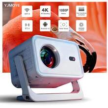 Proyector inteligente YJMOYE, decodificación FHD 1080P 4K 550ANSI con enfoque automático/corrección de distorsión trapezoidal, sistema operativo Android 13.0 integrado, proyector portátil para cine en casa de 150" con WiFi 5G de doble banda y espejeo inalámbrico de teléfono - Enchufe EU Tipo C(220-240V) - Ver 2