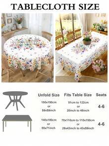 1pc Spring Wildflowers Tablecloth - Polyester Butterfly Design Rectangular/Round Tablecover For Birthday Party Supplies, Kitchen Dining Room Table Decor, Festive Spring Summer Holiday Indoor/Outdoor Decor - Multicolor - View 4