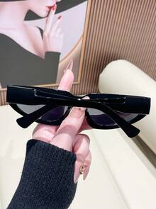 1 Pair Fashionable Y2K Black Glasses, Suitable For Beach And Travel, Retro Cat Eye Sports Glasses Frame, Suitable For Outfits And Back To School Season - 黑色 - 查看 3