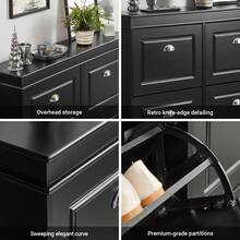 SoBuy 4 Flip-Drawers Shoe Cabinet Shoe Rack Shoe Storage Cupboard Organizer Black W105 X D24 X H82cm FSR79-SCH - Black - View 7