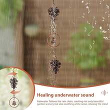 Metal Rain Chain For Outside Adjustable Rain Catcher Chain With Bell For Gutters Outside Eaves Drainage Downspout, For Divert Water And Home Display - 松果形雨鏈 - 查看 7