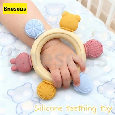 1 pieza Juguete de dentición para bebé, brazalete de dentición de silicona suave y colorido, juguete de dentición sensorial para recién nacidos de 0 a 3 años, adecuado como regalo de Ramadán y Eid para niños y niñas