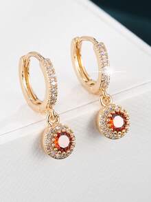 1对女士耳环，时尚精致垂坠耳环，百搭优雅设计，经典合成立方氧化锆耳环 - 耳環耳環 - 查看 2