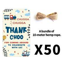 50pcs "Thank You" Gift Tags With Hemp Rope - Cut Train Design, Perfect For Gift Wrapping, Party Decorations, And Appreciation Notes, Train Enthusiast Gifts, Railway Gift Tag, Christmas Birthday Gift Tag - Multicolor - View 6