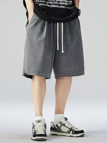 Herren Große Größen Lose, atmungsaktive und schnelltrocknende Basketball Shorts, schlankende amerikanische Passform - Grau - Übersicht 5