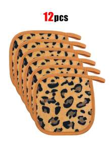 12/6/3/1pcs Set Leopard Print Soft Microfiber Facial , With Hanging Loop Makeup Remover Towels, Gentle & Skin-Friendly, Reusable Soft Flannel Makeup Remover Towels, Highly Absorbent Small Washcloth Cleaning Tools - Multicolor - View 8