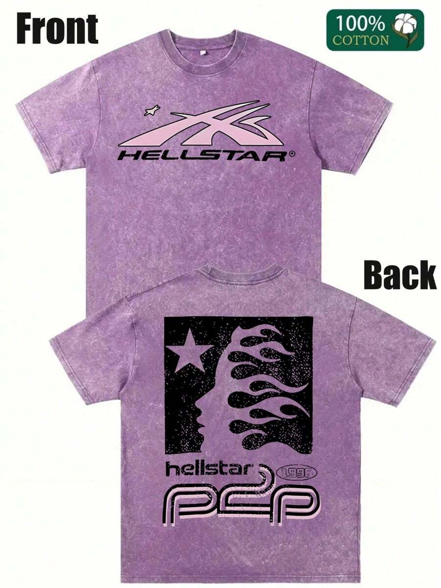Casual Short Sleeve Tees For Men  Star Shirt For Summer - 紫色 - 查看 1