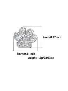 1件S925纯银可爱密镶钻石狗狗爪印耳钉，独特的宠物爪印水钻设计，优雅的银饰，适合日常佩戴，宠物爱好者、闺蜜/主人礼物，附赠礼盒 - 銀色 - 查看 4