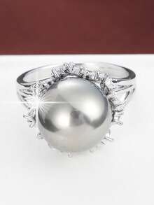 1pc Delicate Flower Circular Design Cubic Zirconia Inlaid Fashion Ring For Women - Multicolor - View 21