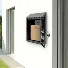 Aohuada Black Wall Mounted Mailbox TX0080 - All-Weather Outdoor Letter Box Made Of Premium Galvanized Steel With Powder Coating, Anti-Rust And Durable Design For Secure Home & Office Mail Delivery - A - View 1