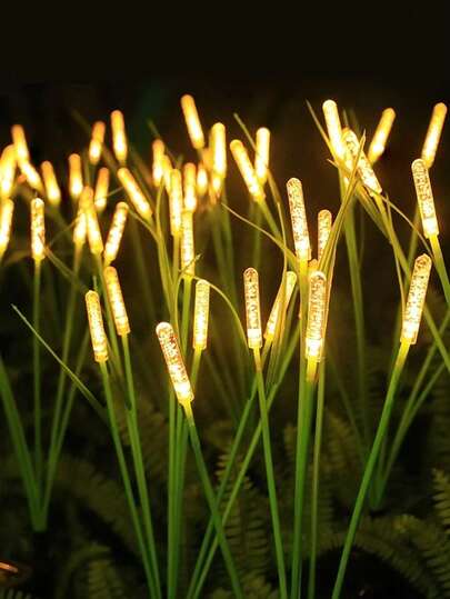 Solar Powered LED Reed Flower Garden Lights, Outdoor Stake Lights, Lawn Lights, Landscape Lighting Decor For Pond, Patio, Yard, Pathway