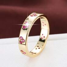 1枚简约心形立方氧化锆镶嵌时尚戒指，情人节情侣礼物 - 彩色 - 查看 35